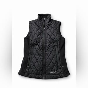 Marmot Black Quilted Vest Womens XS Lightweight Zip Puffer Stretch Panels EUC